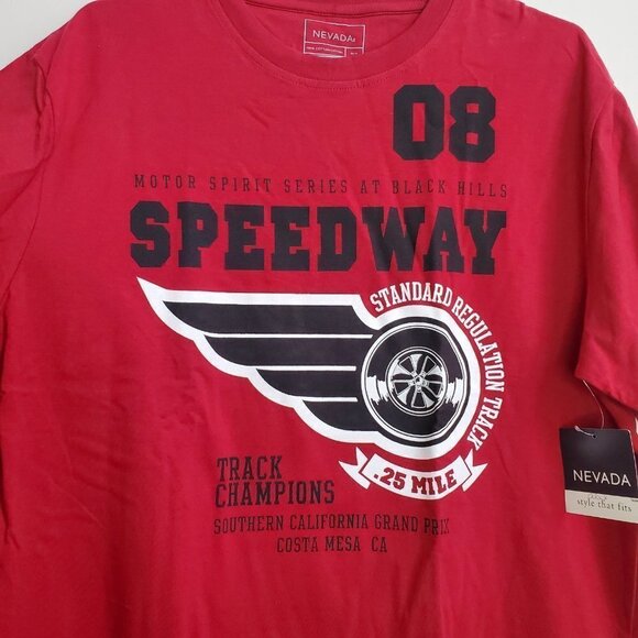 Nevada Men's Speedway Red T-shirt, Size Medium, 100% Cotton, NWT - Picture 3 of 10